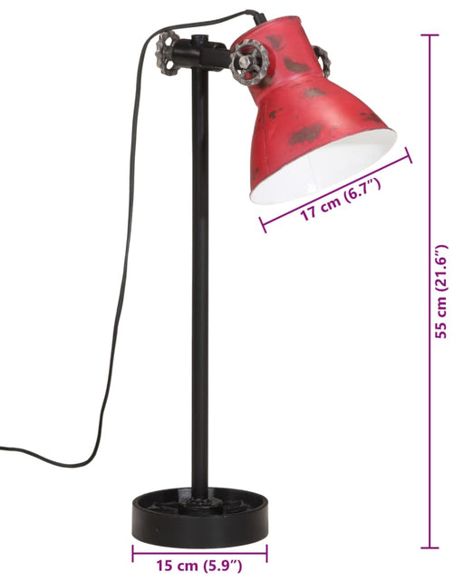 Загрузите изображение в средство просмотра галереи, Lampă de birou 25 W, roșu uzat, 15x15x55 cm, E27
