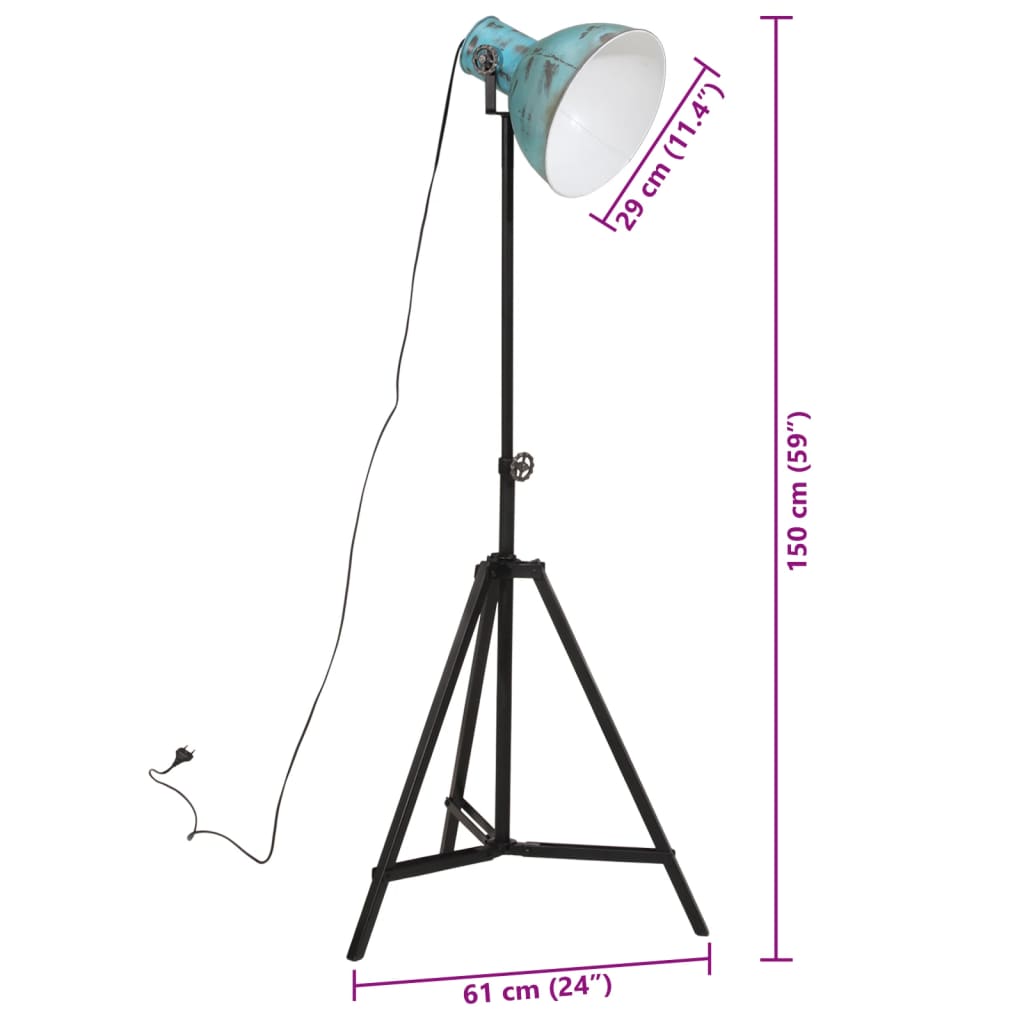 Lampă de podea, 25 W, albastru uzat, 61x61x90/150 cm, E27