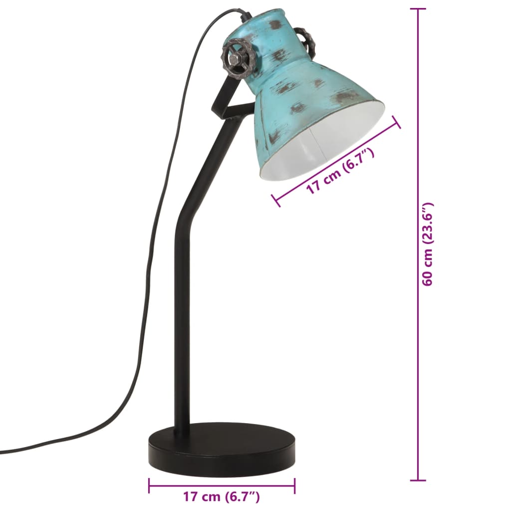 Lampă de birou 25 W, albastru uzat, 17x17x60 cm, E27