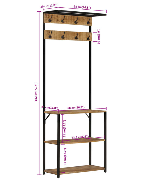 Încărcați imaginea în vizualizatorul Galerie, Cuier de haine cu pantofar, 68x30x182 cm, lemn masiv mango brut
