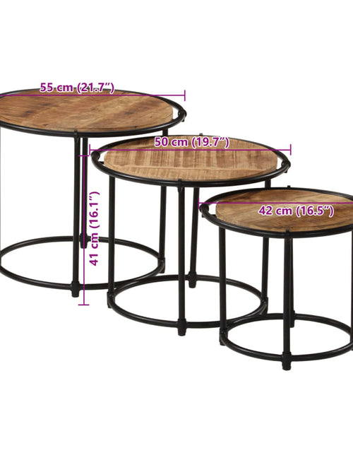 Загрузите изображение в средство просмотра галереи, Mese suprapuse, 3 buc., lemn masiv de mango brut
