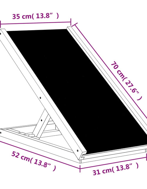 Încărcați imaginea în vizualizatorul Galerie, Rampă pentru câini, gri, 70x35 cm, lemn masiv de brad
