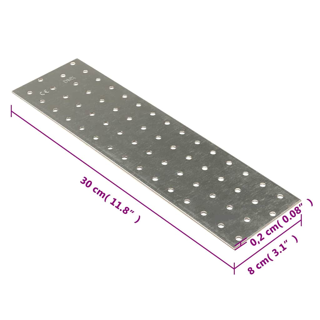 Plăci perforate, 40 buc., 2 mm, 300x80 mm, oțel galvanizat