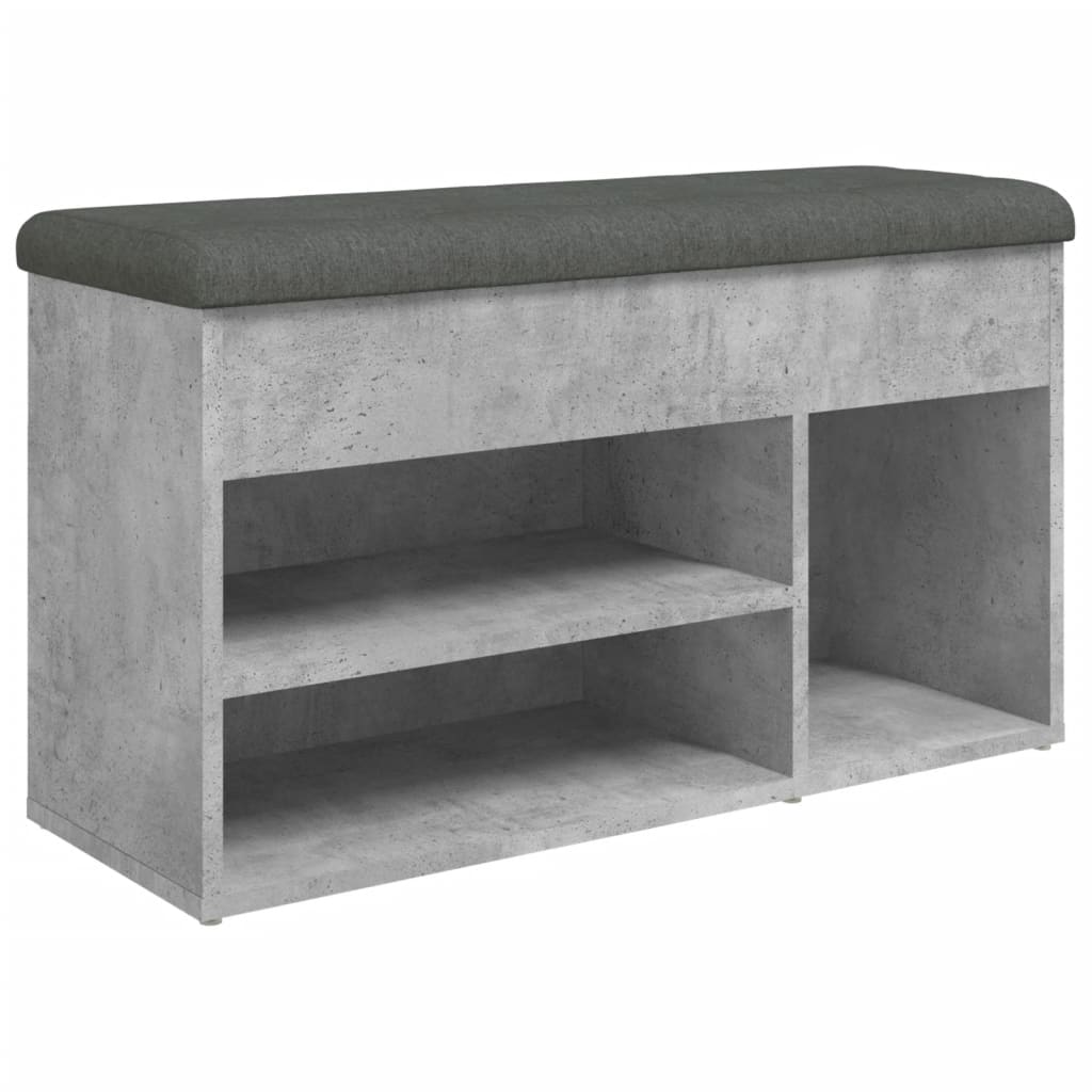 Bancă de pantofi, gri beton, 82x32x45,5 cm, lemn prelucrat