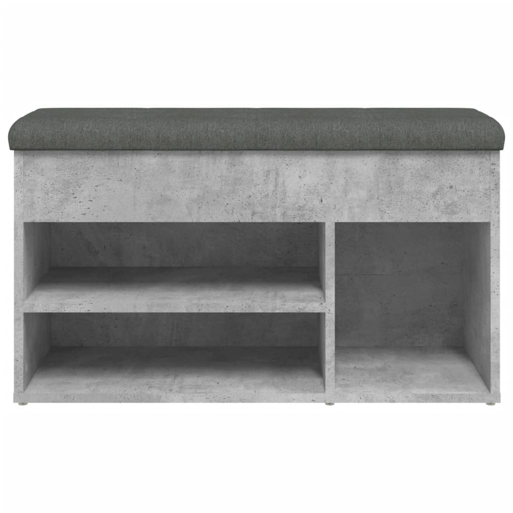 Bancă de pantofi, gri beton, 82x32x45,5 cm, lemn prelucrat