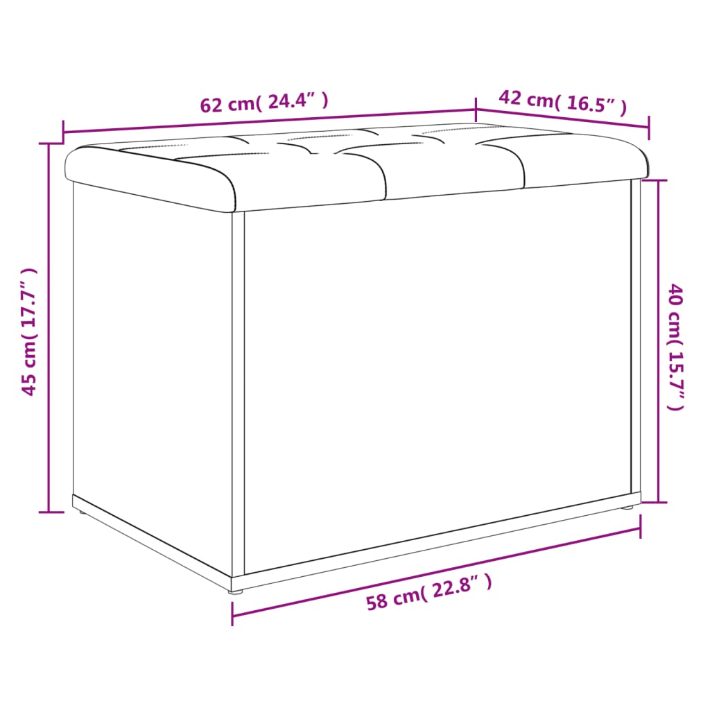 Bancă de depozitare, gri beton, 62x42x45 cm, lemn prelucrat