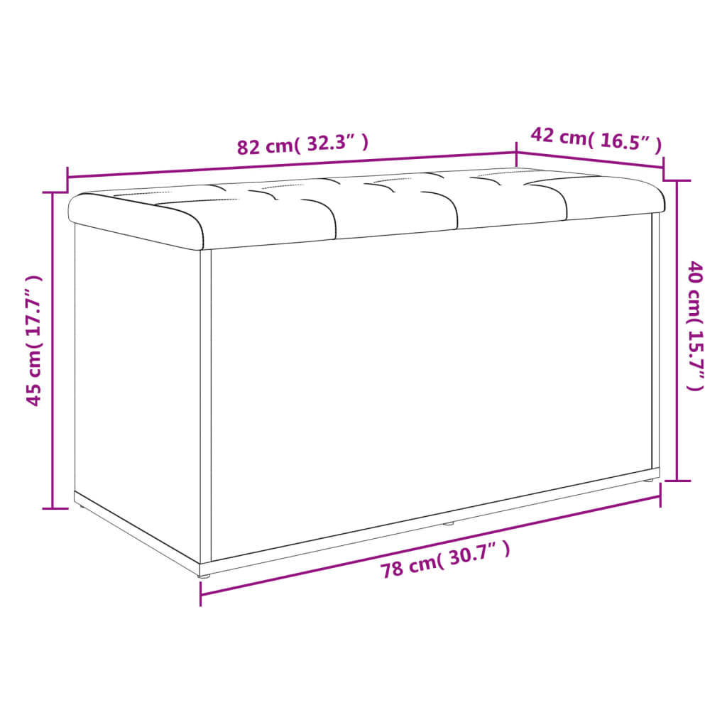 Bancă de depozitare, gri beton, 82x42x45 cm, lemn prelucrat