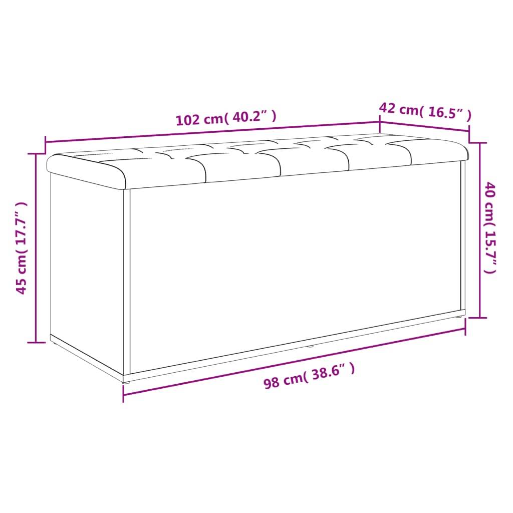 Bancă de depozitare, alb , 102x42x45 cm, lemn prelucrat