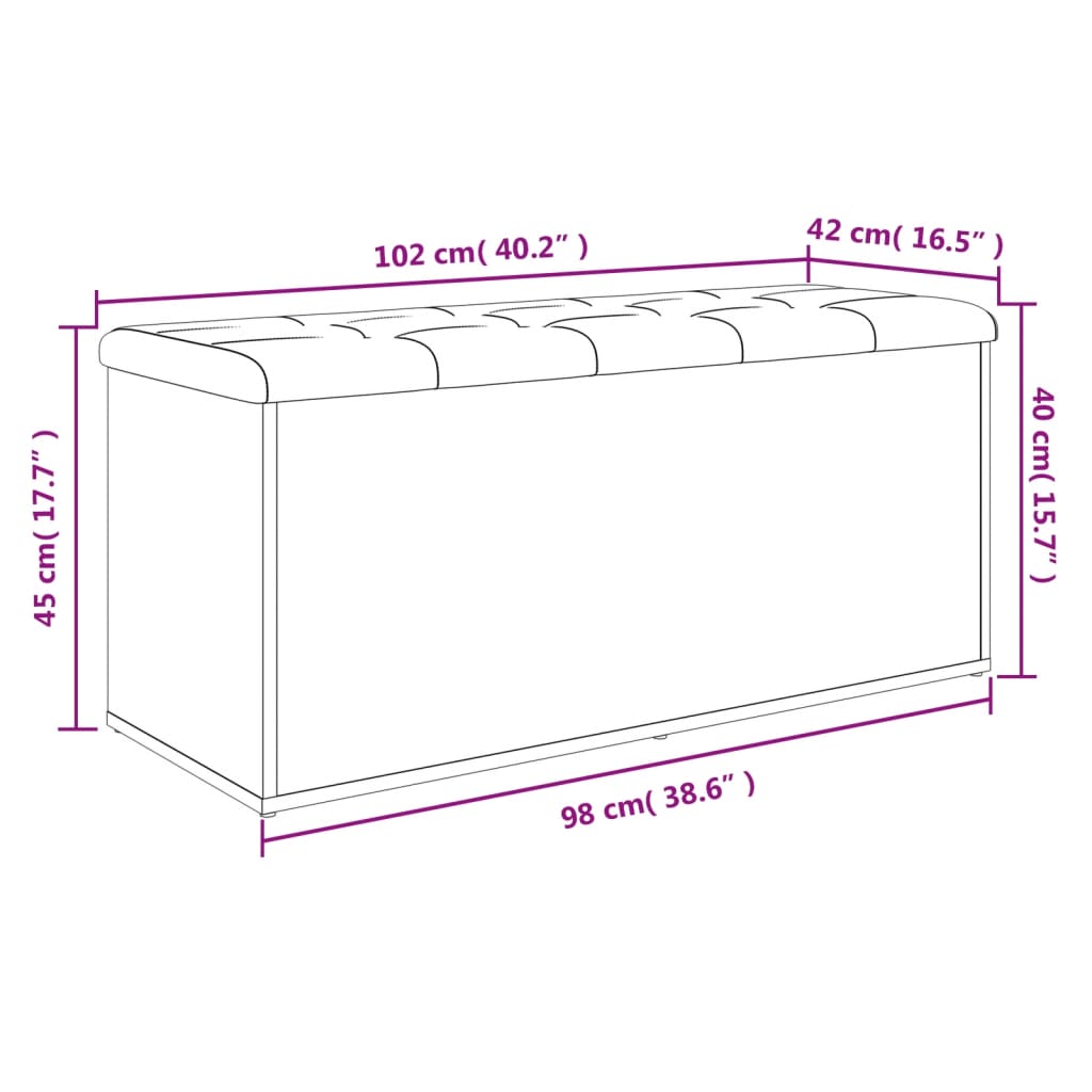 Bancă de depozitare stejar sonoma, 102x42x45 cm, lemn prelucrat