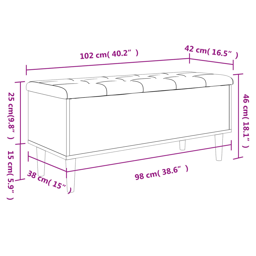 Bancă de depozitare, negru, 102x42x46 cm, lemn prelucrat