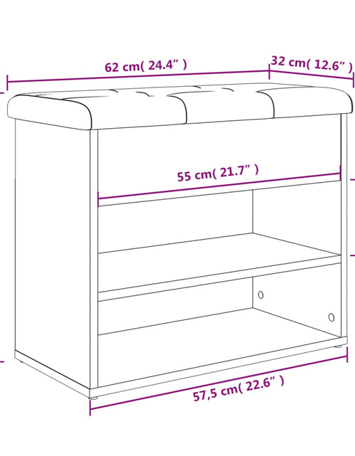 Загрузите изображение в средство просмотра галереи, Bancă de pantofi, stejar maro, 62x32x50 cm, lemn prelucrat
