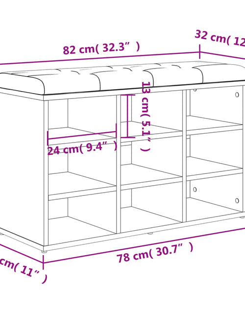 Загрузите изображение в средство просмотра галереи, Bancă de pantofi, stejar fumuriu, 82x32x50 cm, lemn prelucrat
