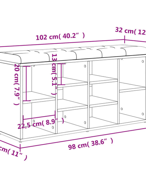 Încărcați imaginea în vizualizatorul Galerie, Bancă pentru pantofi stejar sonoma 102x32x50 cm lemn prelucrat
