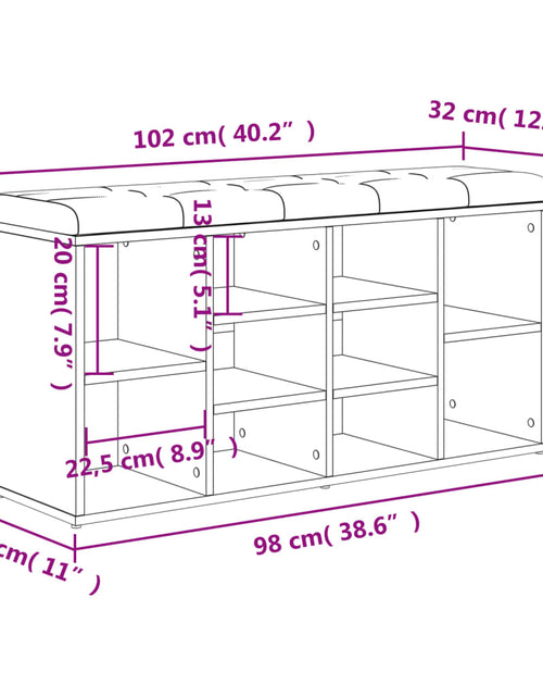 Încărcați imaginea în vizualizatorul Galerie, Bancă de pantofi, gri sonoma, 102x32x50 cm, lemn prelucrat
