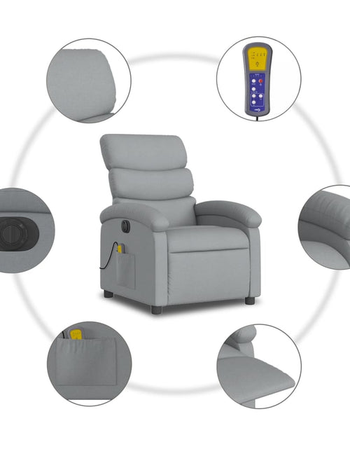 Загрузите изображение в средство просмотра галереи, Fotoliu electric de masaj rabatabil, gri deschis, microfibră
