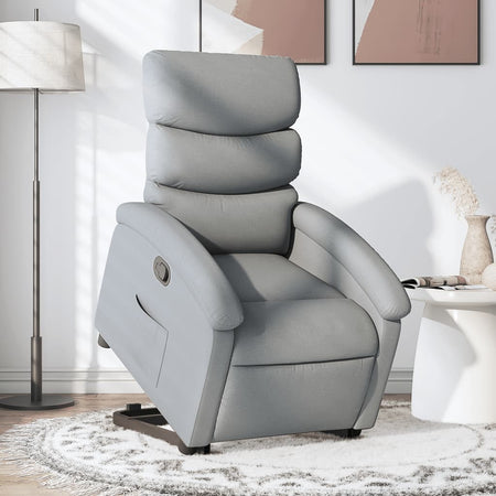 Fotoliu rabatabil cu ridicare, gri deschis, material textil