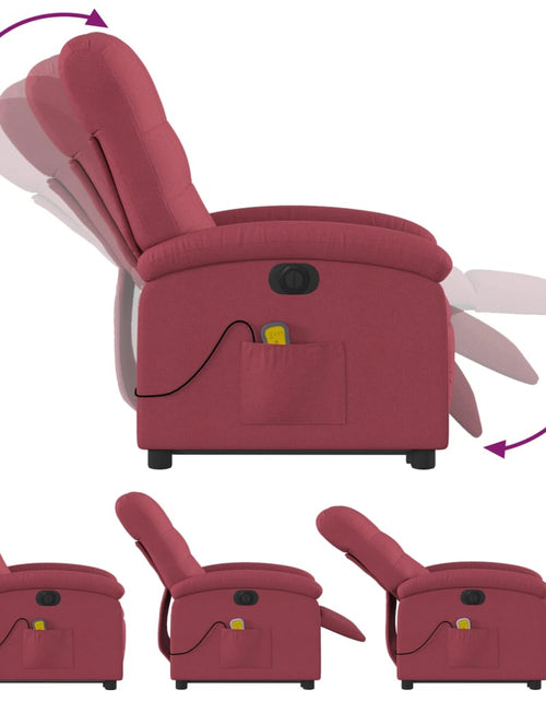 Încărcați imaginea în vizualizatorul Galerie, Fotoliu de masaj electric rabatabil cu ridicare roșu vin textil
