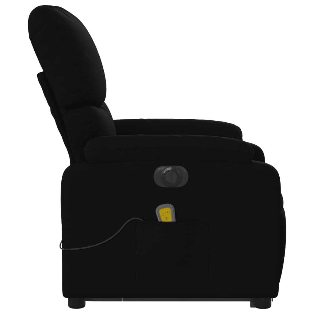 Fotoliu electric de masaj rabatabil cu ridicare, negru, textil