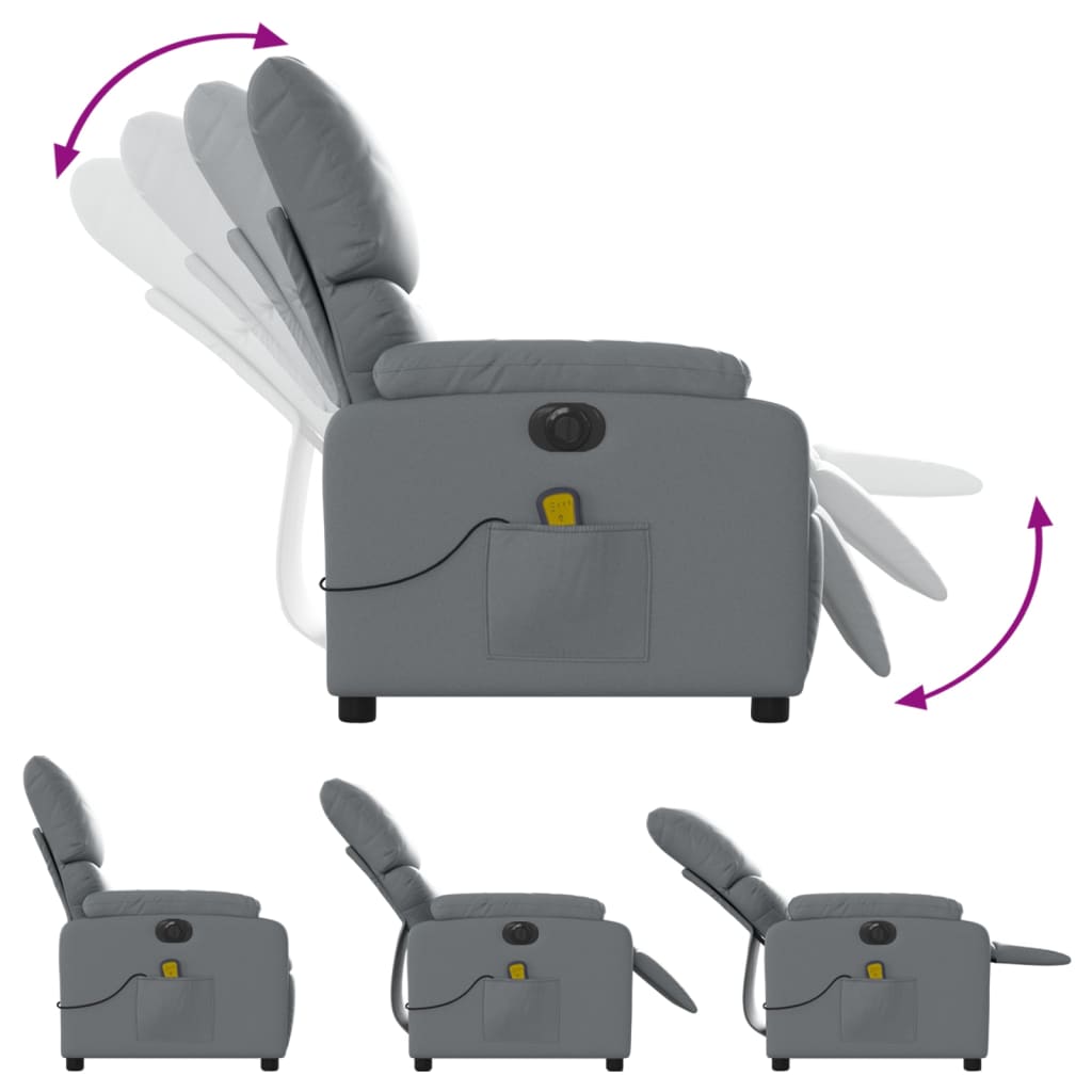 Fotoliu de masaj electric rabatabil, gri, piele ecologică