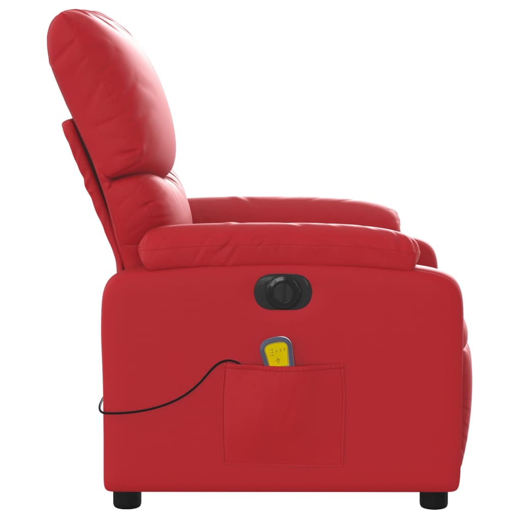 Fotoliu electric de masaj rabatabil, roșu, piele ecologică