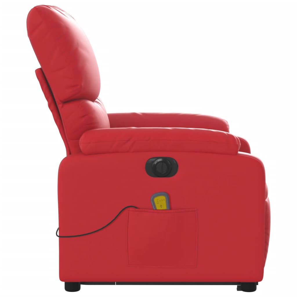 Fotoliu electric masaj rabatabil cu ridicare, roșu