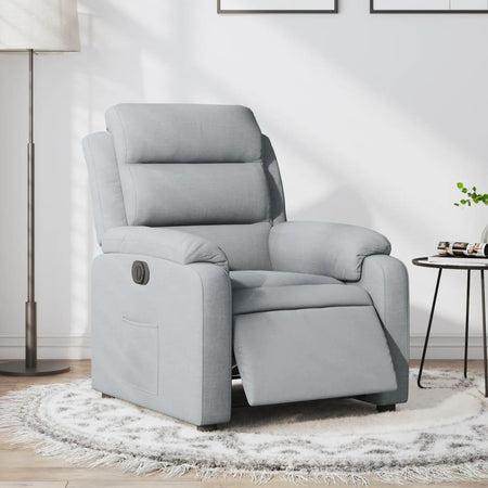 Fotoliu rabatabil electric, gri deschis, textil