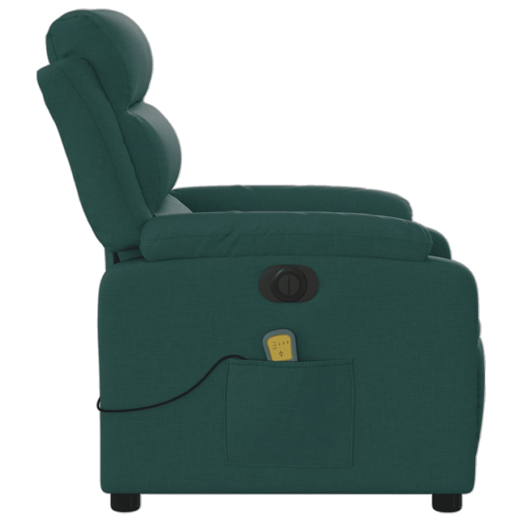 Fotoliu electric de masaj rabatabil, verde închis, textil