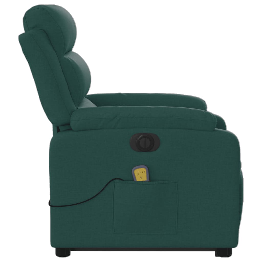 Fotoliu electric masaj rabatabil / ridicare verde închis textil