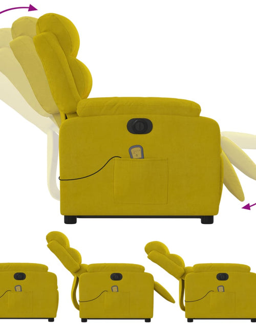 Încărcați imaginea în vizualizatorul Galerie, Fotoliu de masaj electric rabatabil cu ridicare galben, catifea
