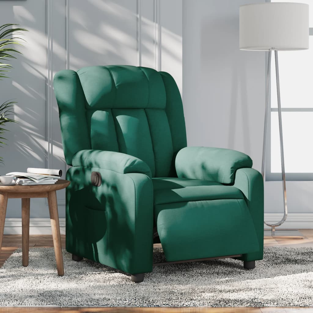 Fotoliu rabatabil electric, verde închis, material textil