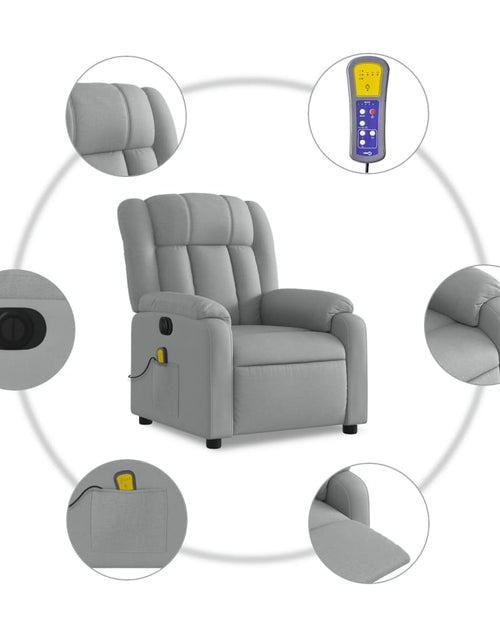 Загрузите изображение в средство просмотра галереи, Fotoliu electric de masaj rabatabil, gri deschis, microfibră
