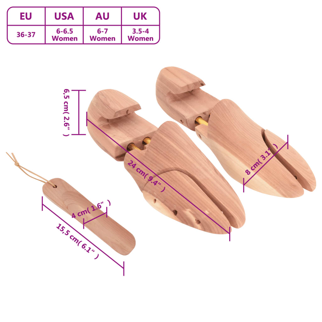 Dispozitiv lărgire pantofi cu încălțător, EU 36-37, lemn cedru - Lando