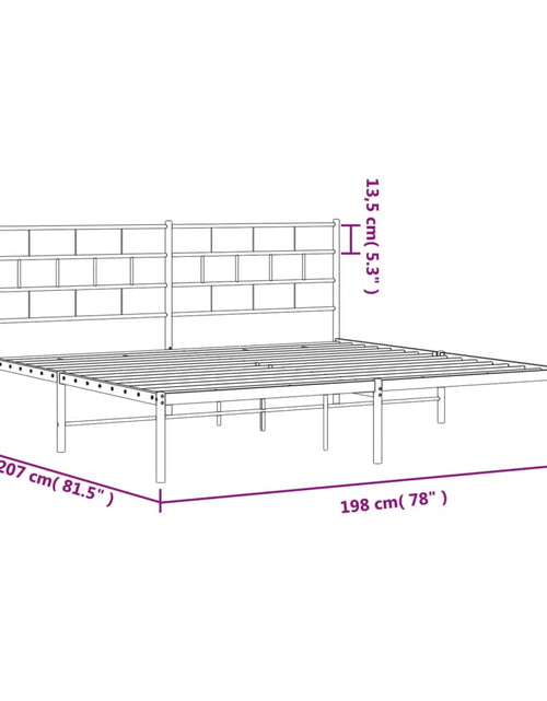 Încărcați imaginea în vizualizatorul Galerie, Cadru de pat metalic cu tăblie, negru, 193x203 cm
