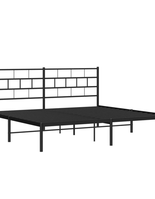 Încărcați imaginea în vizualizatorul Galerie, Cadru de pat metalic cu tăblie, negru, 200x200 cm
