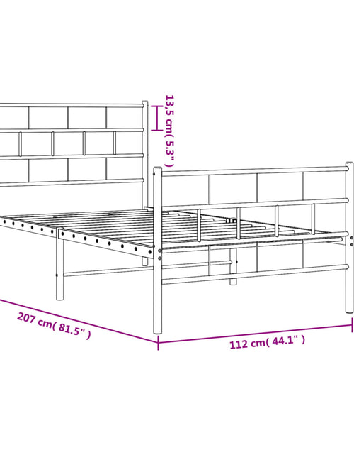 Încărcați imaginea în vizualizatorul Galerie, Cadru pat metalic cu tăblii de cap/picioare, negru, 107x203 cm
