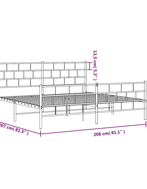Încărcați imaginea în vizualizatorul Galerie, Cadru pat metalic cu tăblii de cap/picioare, negru, 200x200 cm
