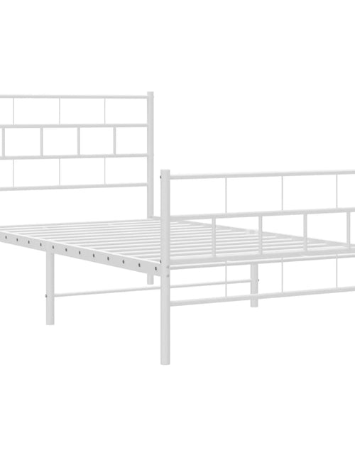 Încărcați imaginea în vizualizatorul Galerie, Cadru de pat metalic cu tăblie de cap/picioare, alb, 90x200 cm
