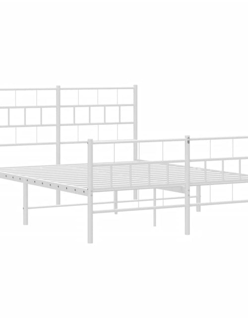 Загрузите изображение в средство просмотра галереи, Cadru de pat metalic cu tăblie, alb, 150x200 cm
