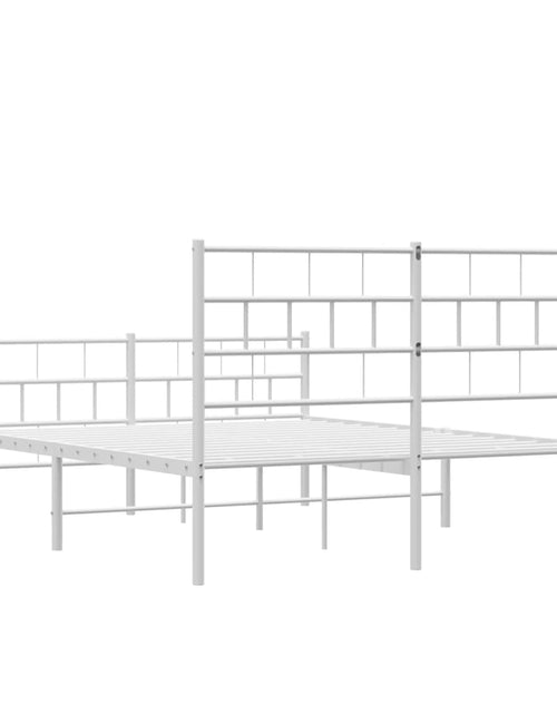 Загрузите изображение в средство просмотра галереи, Cadru de pat metalic cu tăblie, alb, 150x200 cm
