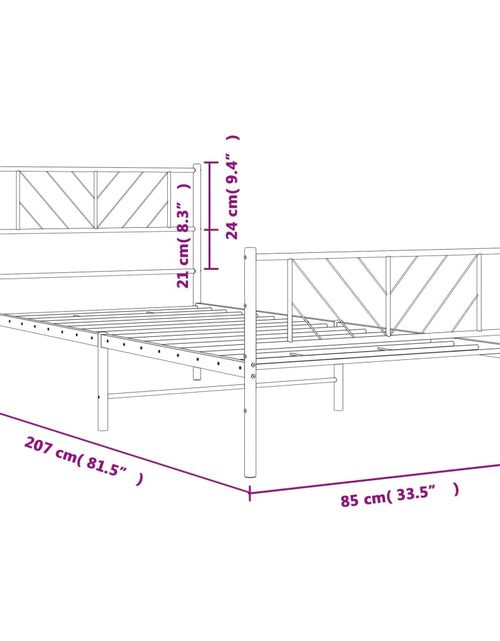 Încărcați imaginea în vizualizatorul Galerie, Cadru pat metalic cu tăblii de cap/picioare, negru, 80x200 cm
