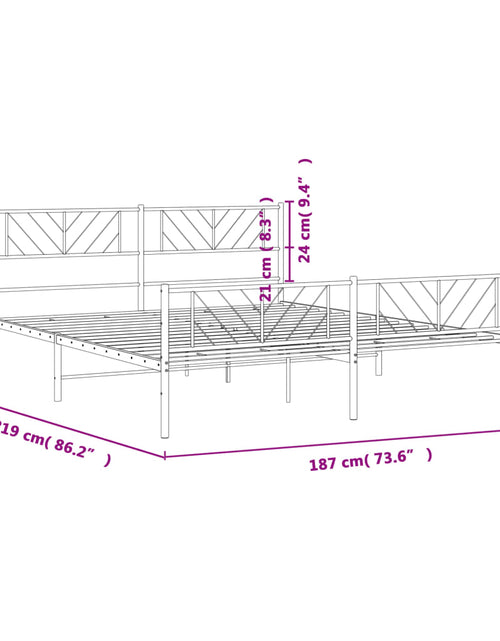 Încărcați imaginea în vizualizatorul Galerie, Cadru pat metalic cu tăblii de cap/picioare, negru, 183x213 cm
