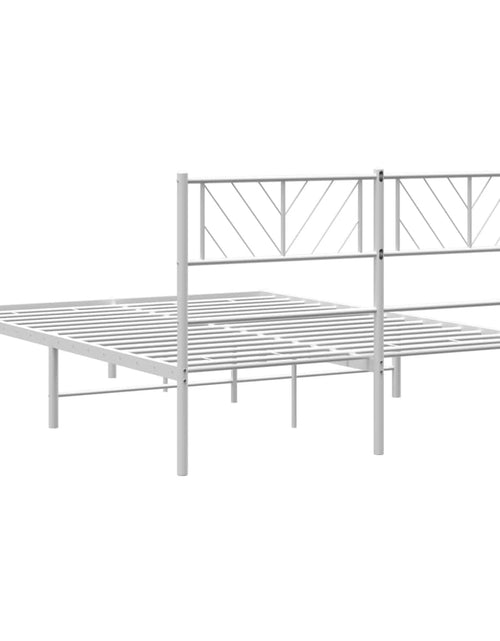 Загрузите изображение в средство просмотра галереи, Cadru de pat metalic cu tăblie, alb, 140x200 cm
