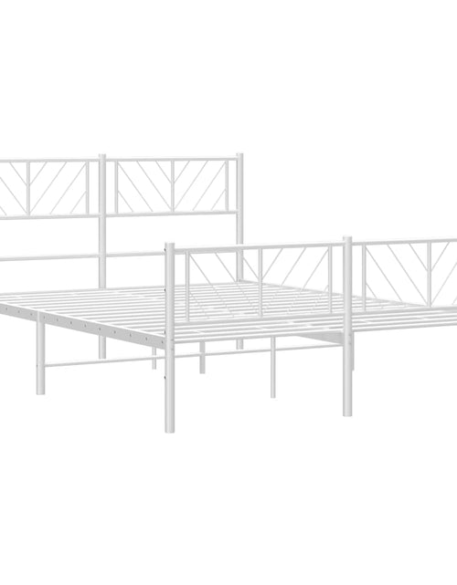 Загрузите изображение в средство просмотра галереи, Cadru de pat metalic cu tăblie, alb, 150x200 cm
