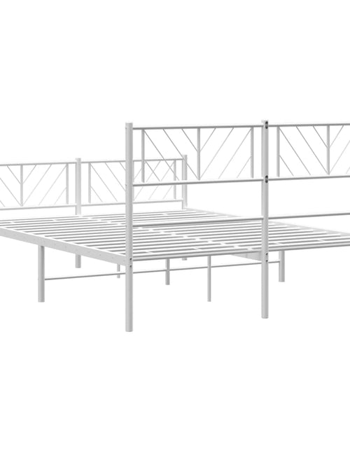 Загрузите изображение в средство просмотра галереи, Cadru de pat metalic cu tăblie, alb, 150x200 cm
