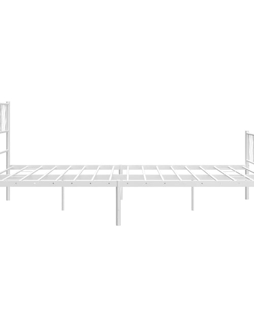 Загрузите изображение в средство просмотра галереи, Cadru de pat metalic cu tăblie de cap/picioare, alb, 193x203 cm
