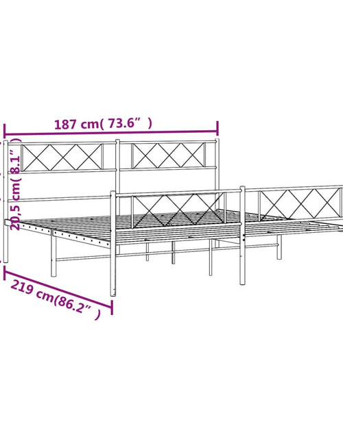 Încărcați imaginea în vizualizatorul Galerie, Cadru pat metalic cu tăblii de cap/picioare, negru, 183x213 cm
