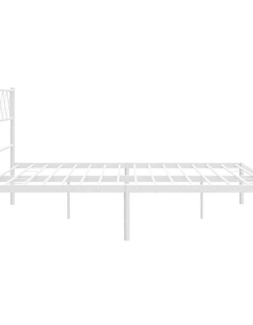 Загрузите изображение в средство просмотра галереи, Cadru de pat metalic cu tăblie, alb, 160x200 cm
