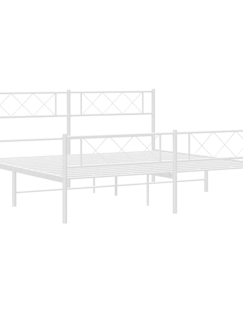 Загрузите изображение в средство просмотра галереи, Cadru de pat metalic cu tăblie de cap/picioare, alb, 183x213 cm
