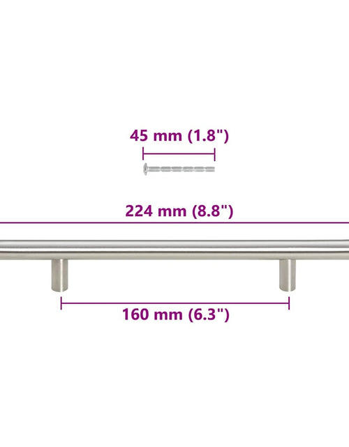 Încărcați imaginea în vizualizatorul Galerie, Mânere de dulap, 10 buc., argintiu, 160 mm, oțel inoxidabil
