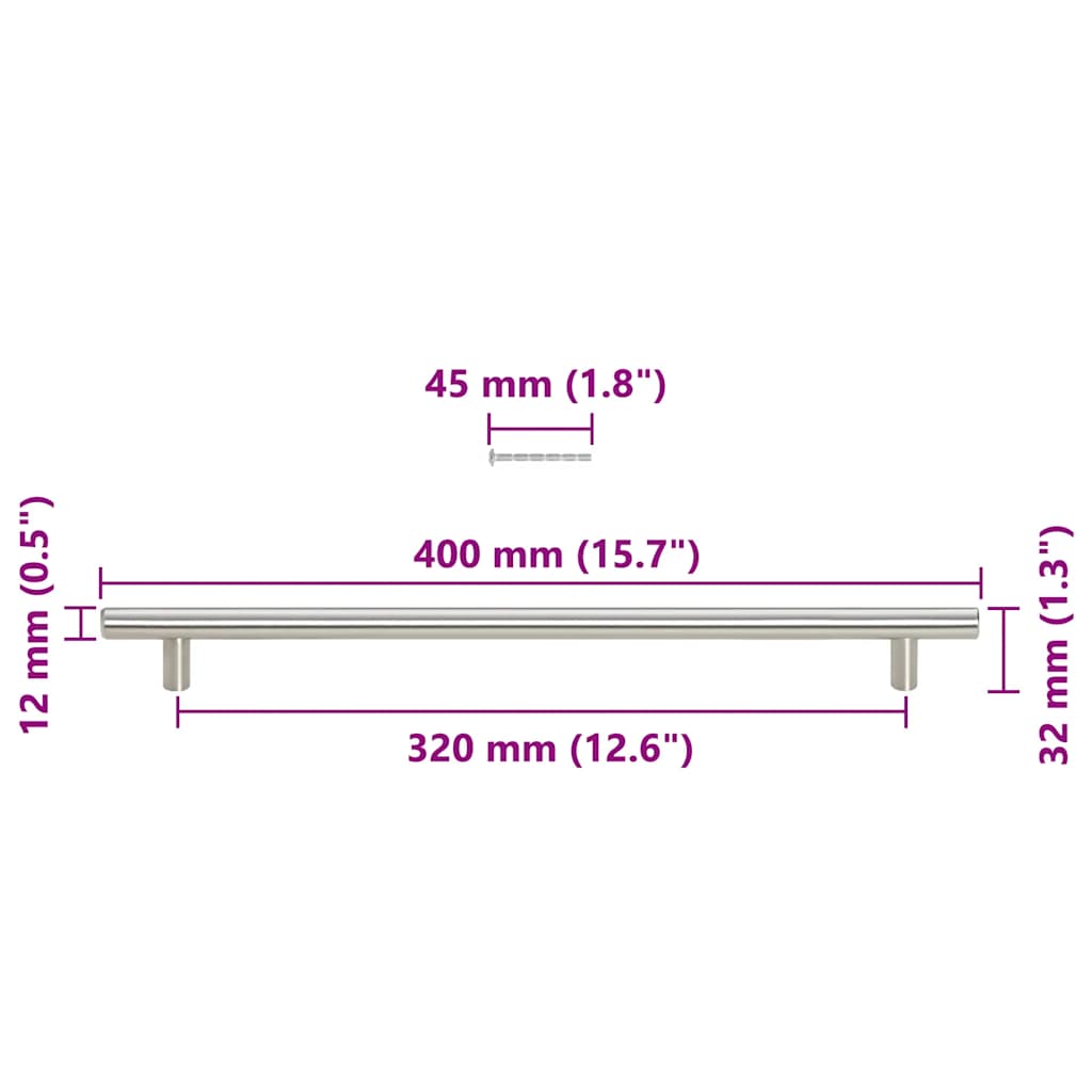 Mânere de dulap, 5 buc., argintiu, 320 mm, oțel inoxidabil